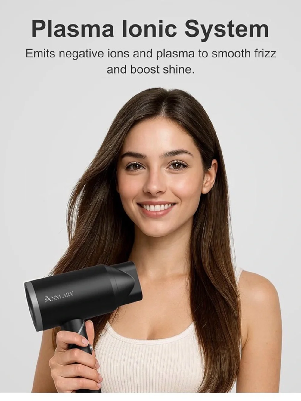 Hair Dryer with Comb, 1800W Blow Dryer with Diffuser for Curly Hair, Plasma Ioni